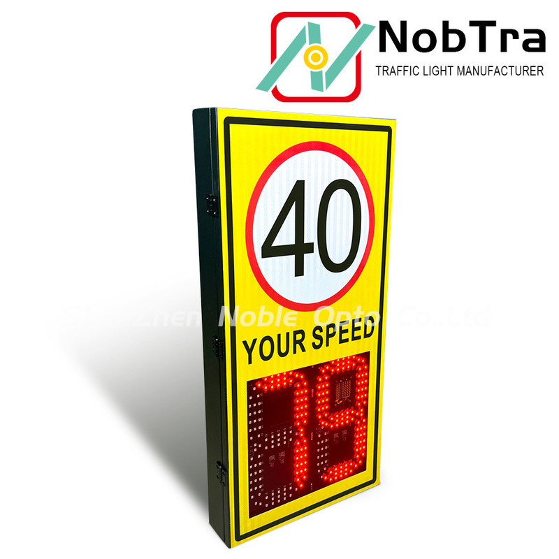 LED Display Type Radar Feedback Sign Solar featuring 60 Watt Solar Panel and Solar 12V or AC 220V Power Source for Road Monitoring